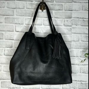 GAP Large Vegan Leather Black Shoulder Bag Tote Purse